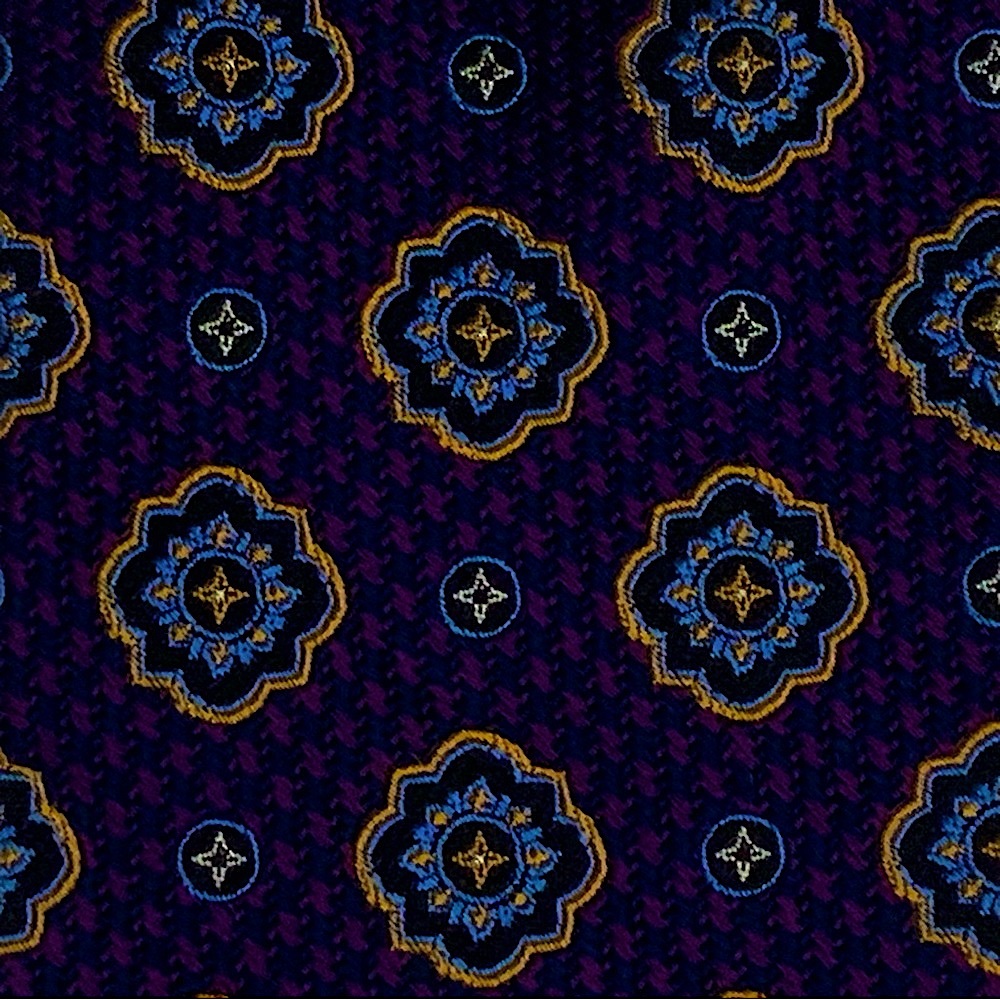 Jos. A. Bank Signature Gold Collection Woven Silk Purple & Gold Medallion Tie